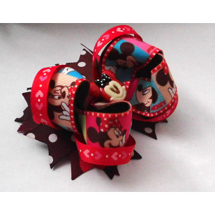 Minnie & Mickey Mouse Grosgrain Ribbon Girls 4" Boutique Bow Hair Bows ( Hair Clip or Hair Band) 